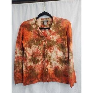 Kenar Cotton Tie Dye Women Casual Long Sleeve Cardigan Sweater Size Medium